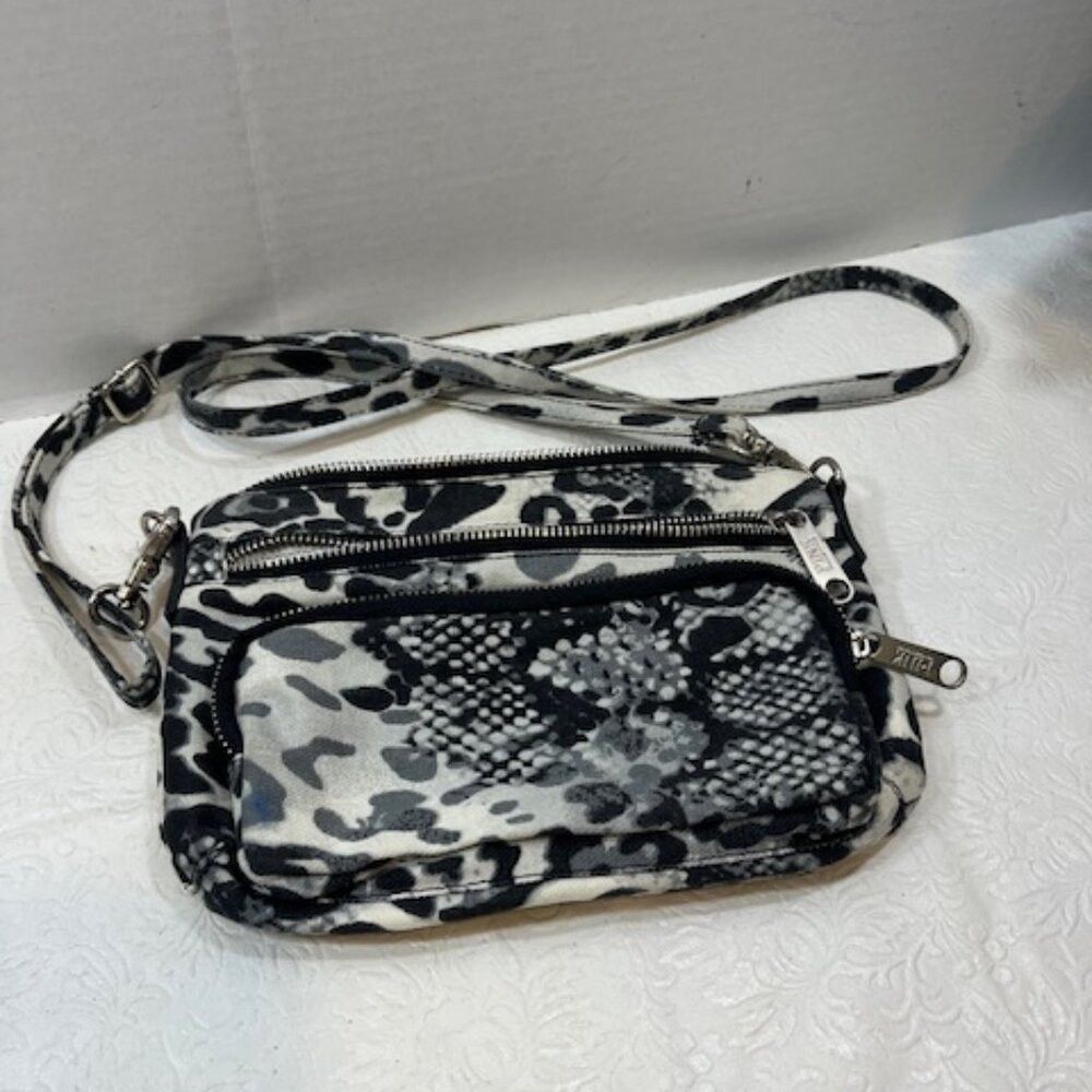 PINK Victoria's Secret Leopard Snake Print Multi Zip Adj Crossbody Bag 9"x5.75"